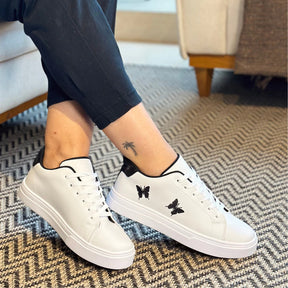 Tênis Feminino Casual Branco Borboleta